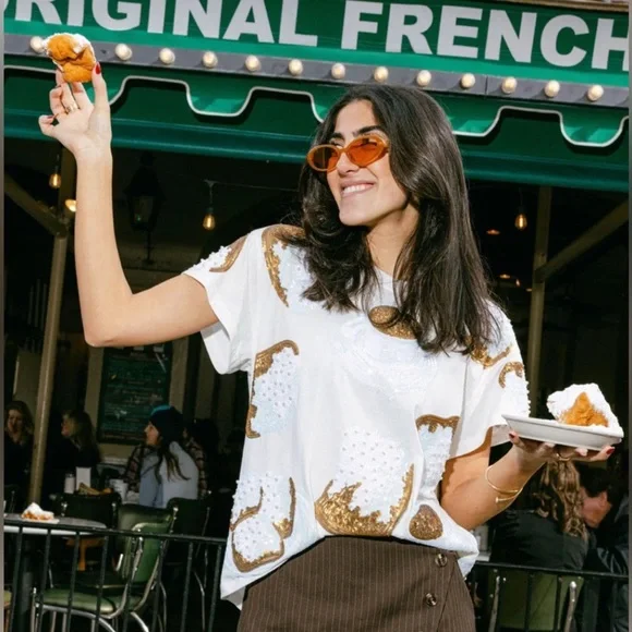 Queen Of Sparkles Beignet and Coffee Tee - Picture 5 of 6